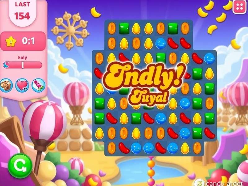 Candy Crush Saga Online gameplay screenshot showing colorful candies and boosters