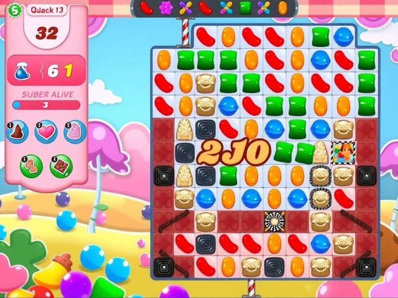 Candy Crush Saga online gameplay screen with high score
