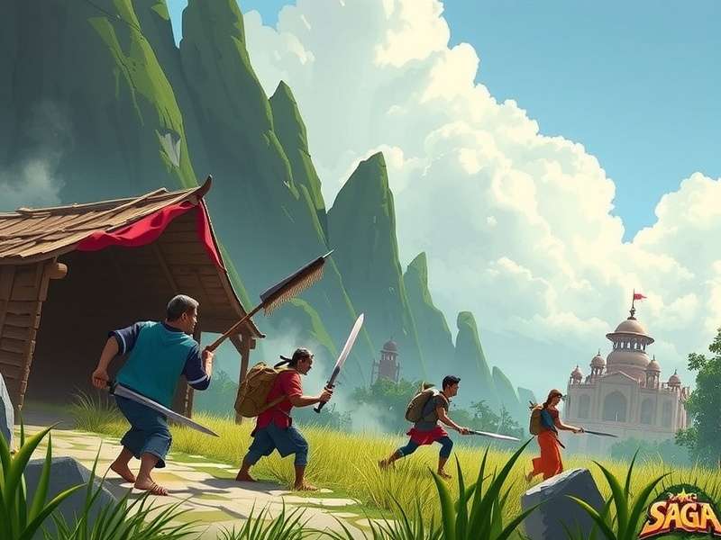 Saga Game Series gameplay screenshot showing epic battle scene