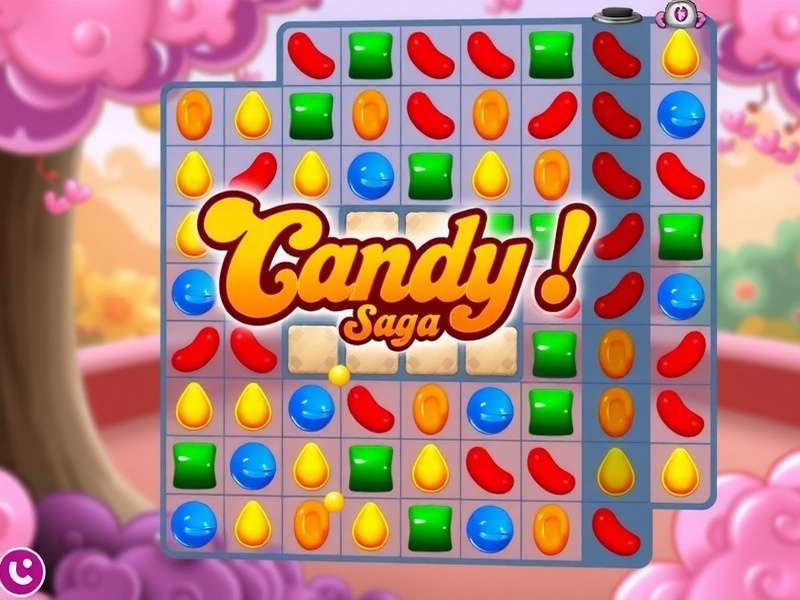 Candy Crush Saga gameplay on Facebook platform showing colorful candies and boosters
