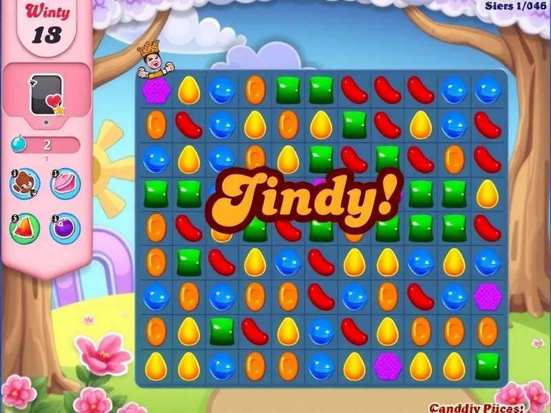 Candy Crush Saga gameplay screenshot showing colorful candies and boosters