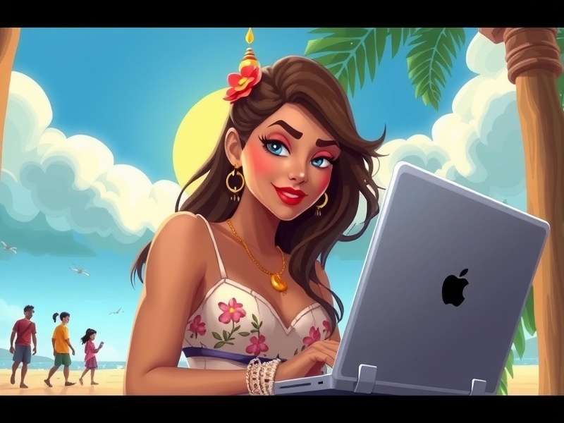 Summertime Saga Jenny using her laptop with password hint visible