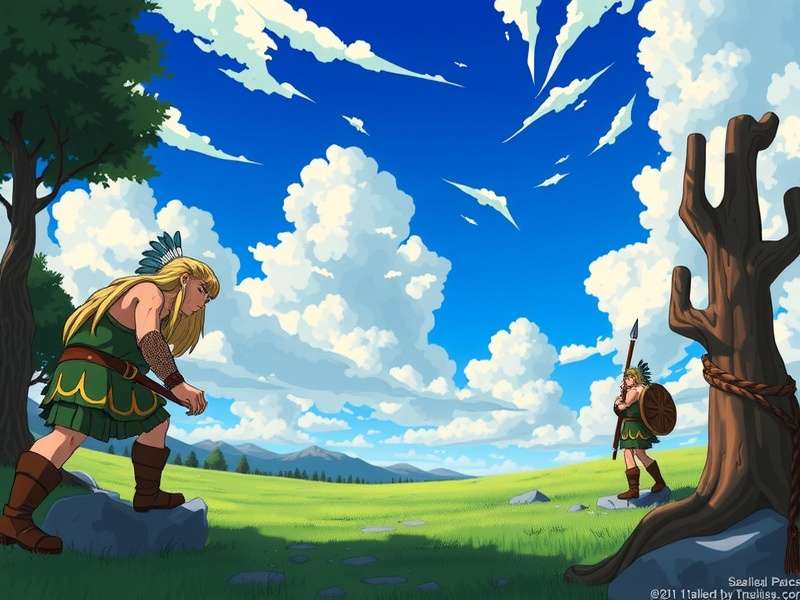 Thorfinn and Askeladd facing off in a dramatic scene from Vinland Saga anime