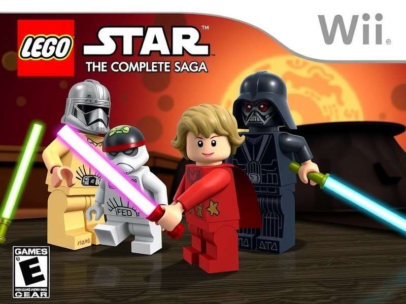 Lego Star Wars The Complete Saga Wii gameplay screenshot showing characters in Mos Eisley