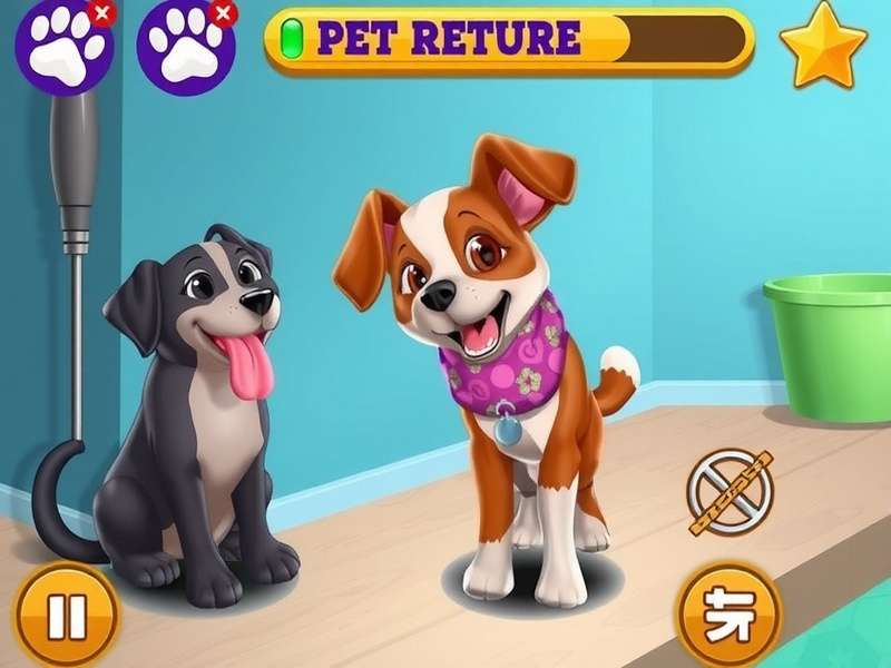 Pet Rescue Saga gameplay screenshot showing colorful blocks and pets
