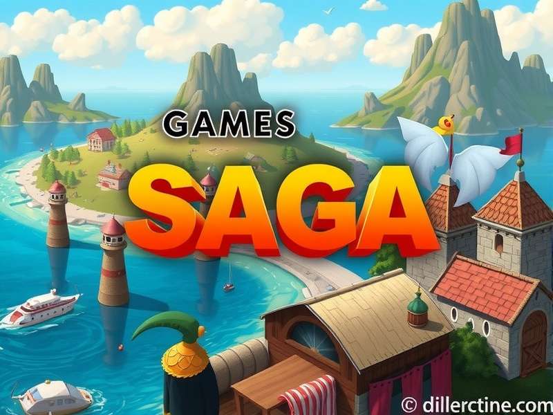 Collage of popular saga games: Candy Crush Saga, Summertime Saga, and Vinland Saga