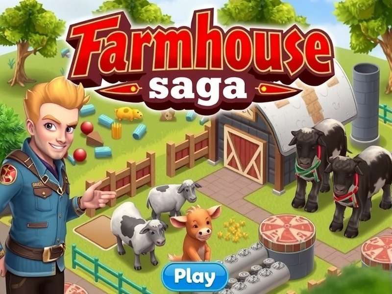Farmhouse Saga Gameplay Screenshot showing colorful puzzles and farm elements