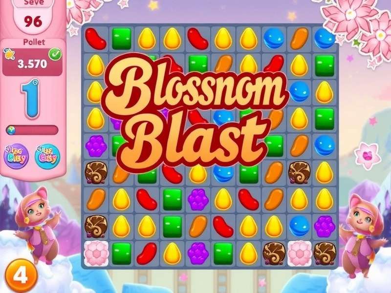 Blossom Blast Saga gameplay screenshot showing vibrant flowers on a puzzle board