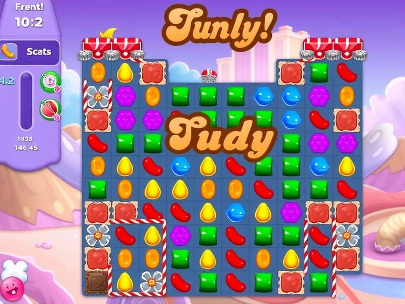 Colorful Candy Crush Saga game interface on a mobile device