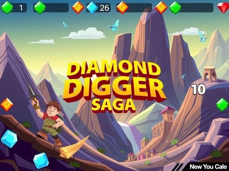 Diamond Digger Saga gameplay showing gem matching and mining
