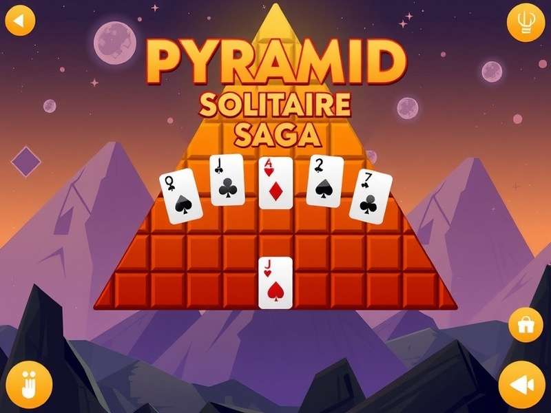 Pyramid Solitaire Saga gameplay screenshot showing pyramid card layout and scoring system