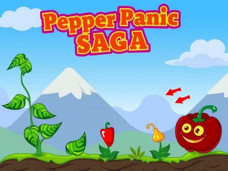 Pepper Panic Saga gameplay screenshot showing colorful peppers and power-ups