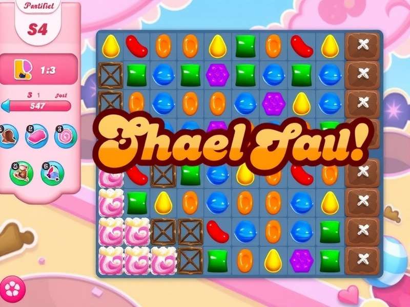 Colorful candy pieces from Candy Crush Saga arranged on a vibrant background