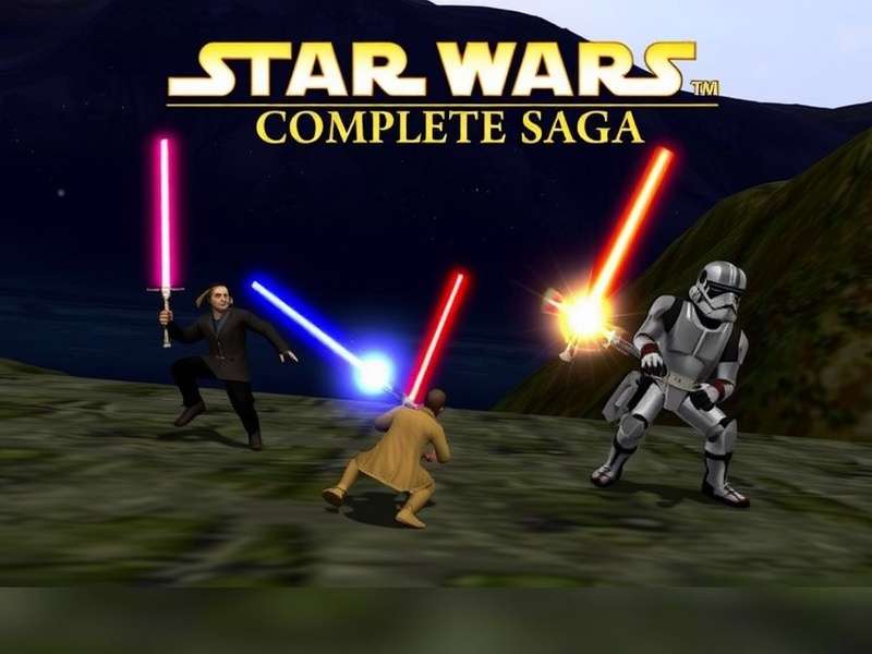 Star Wars Complete Saga Wii gameplay showing Lego characters in Mos Eisley