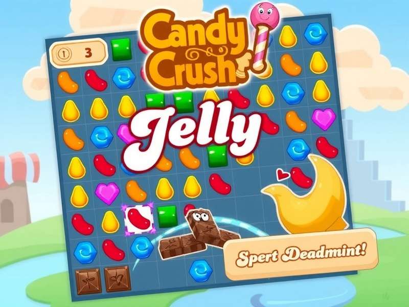 Candy Crush Jelly Saga gameplay with colorful jelly candies and boosters