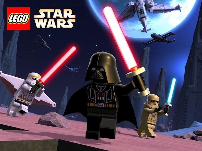 Lego Star Wars Saga Game cover art showing iconic characters from the Skywalker Saga