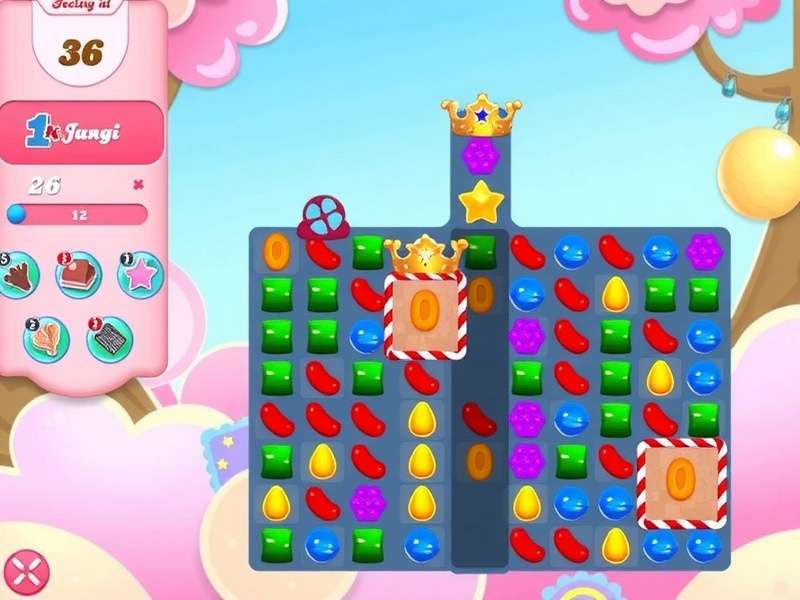 Candy Crush Saga King gameplay screenshot showing colourful candies and boosters