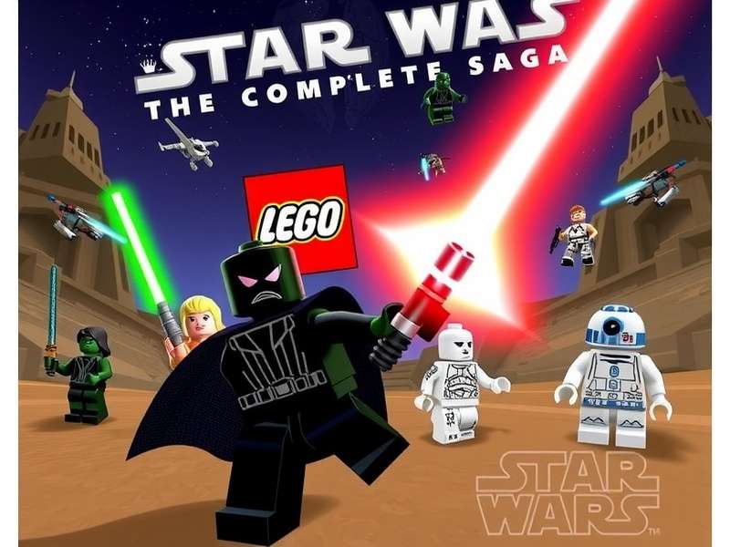 Lego Star Wars The Complete Saga PC Game cover art with iconic characters and epic space backdrop