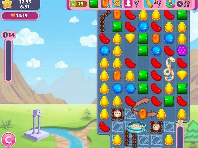 Crush Saga Game Free Download — gameplay screenshot with boosters and level map