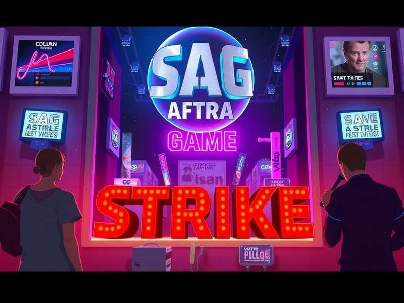 SAG-AFTRA video game strike picket line with voice actors holding signs demanding fair wages and AI protections