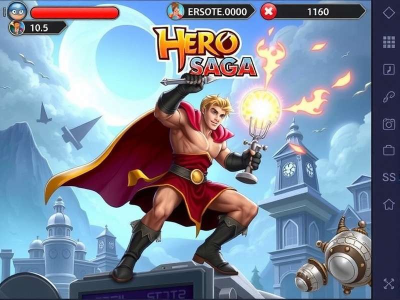 Hero Saga Game epic battle scene with heroes and legendary creatures